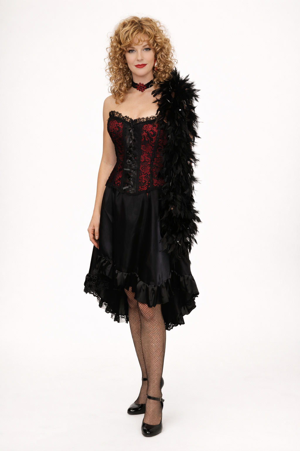 Red Brocade Sweetie, Saloon Girl, Wild West Women's Costume Rental
