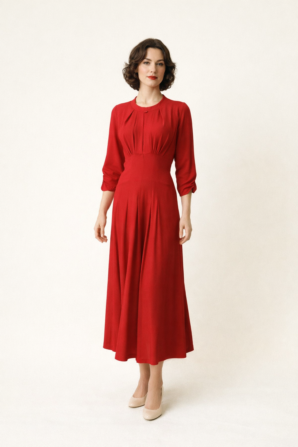 Red Crepe Dress 1940's Women's Costume Rental