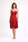 Red Satin Strapless Dress 1980's Women's Costume Rental