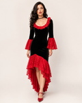 Red Trim Dancer Costume for Women’s Flamenco Costume Rentals