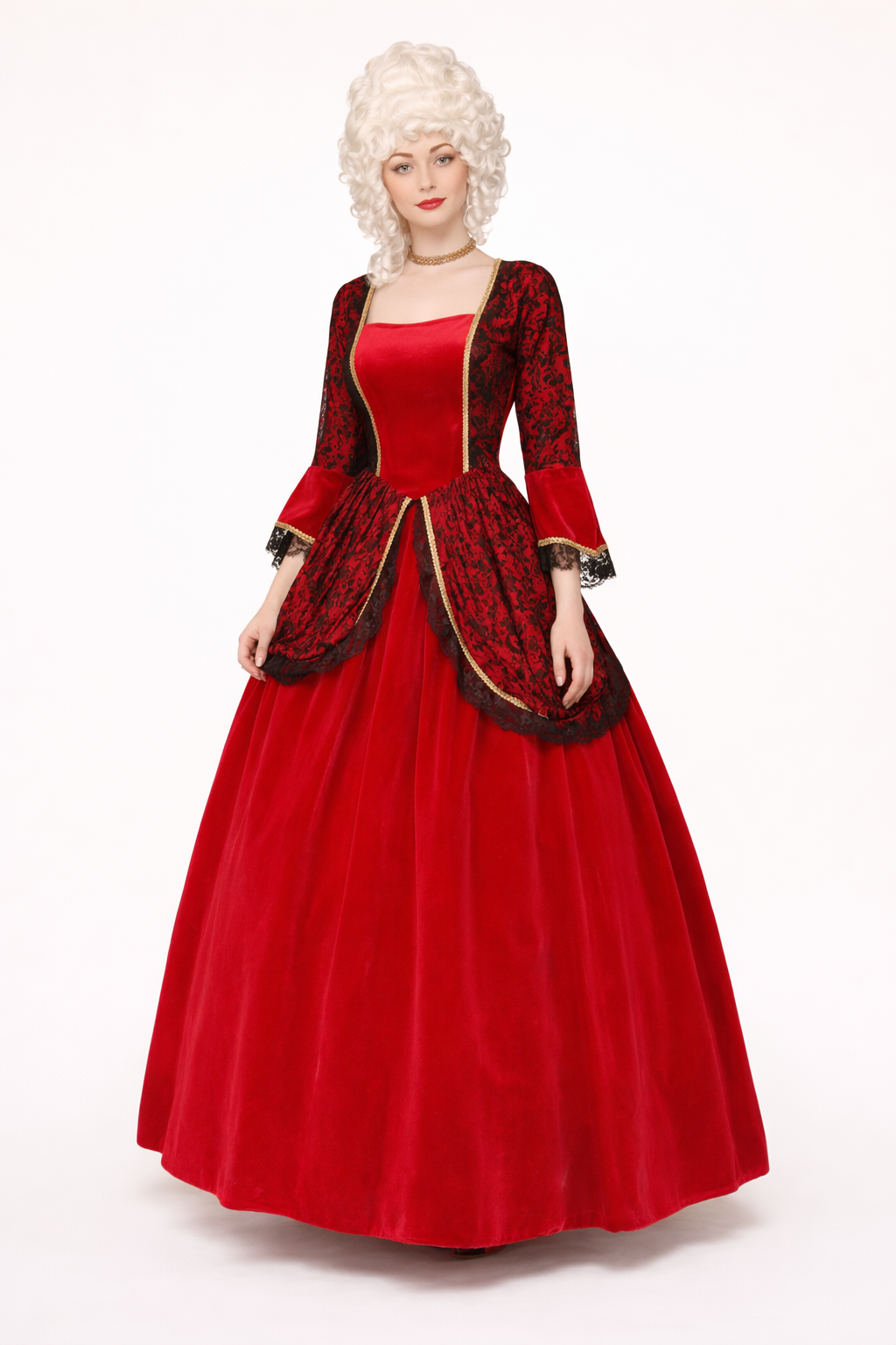 Red Velvet Brocade Gown 18th Century Costume Rental