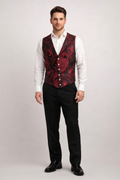 Red & Black Men's Vest, Edwardian Costume Rental