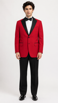 Red with Black Lapels Formal Jacket, Authentic 1960’s Men’s Costume Rental