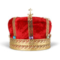 Red Men's King Crown in Gold with Jewels