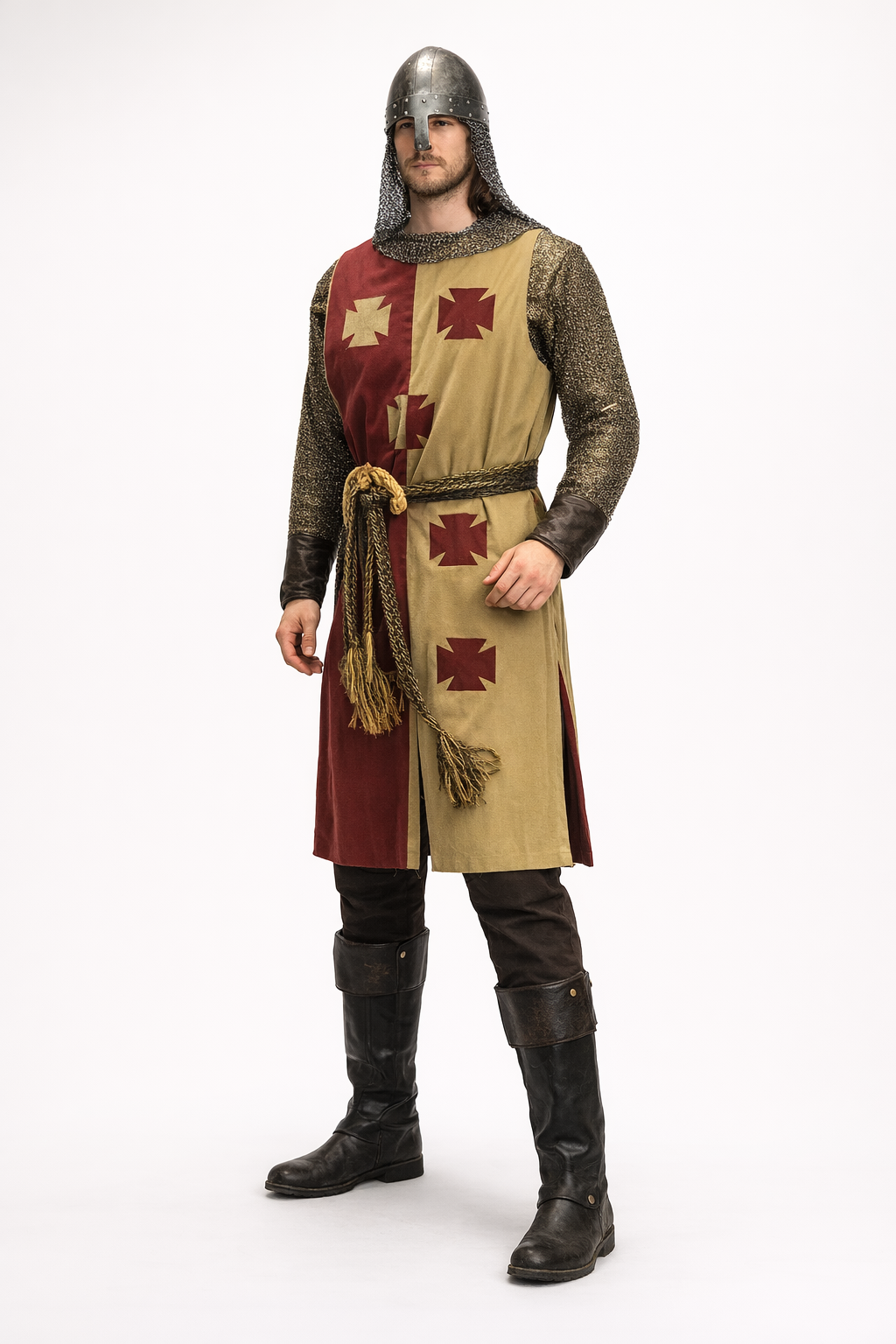 Renaissance Kingdom of Heaven Knight, Men's Maroon Costume Rental