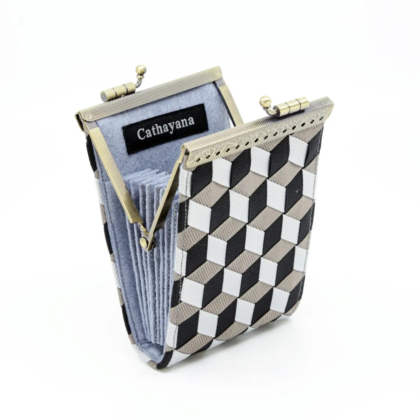 Ribbon Weave Card Holder w/ Rfid Protection open view