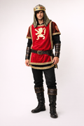 Richard The Lion Hearted Knight, Red Velvel Tunic, Men's Costume Rental