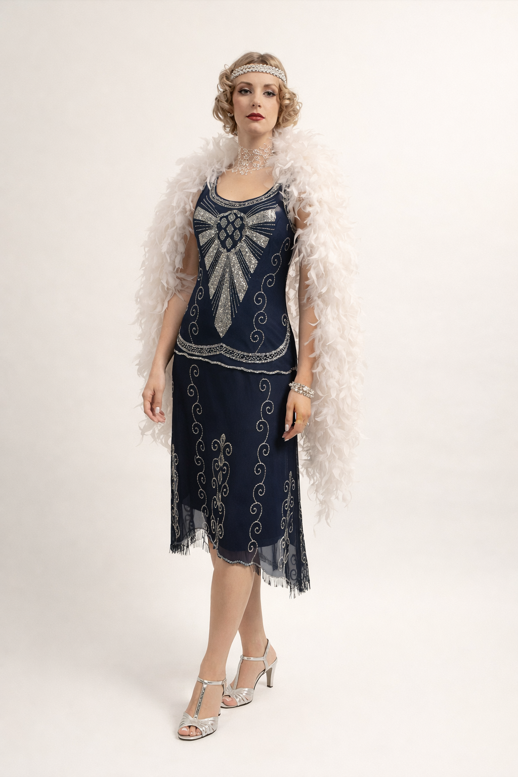 Royal Blue Egyptian Beaded Flapper Dress 1920's, Women's Costume Rental