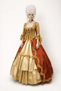 Rust Gold Brocade Marie Antoinette Gown, 18th Century Costume Rental