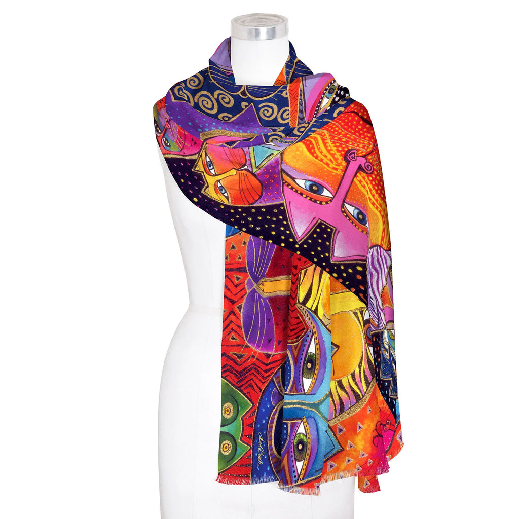 LAUREL BURCH FANTASTICATS SILK BLEND SHAWL