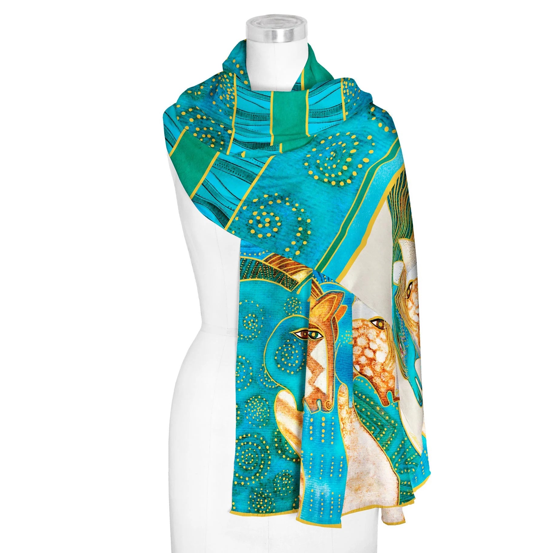 Laurel Burch Aqua Blue Sky Mares Shawl/Scarf