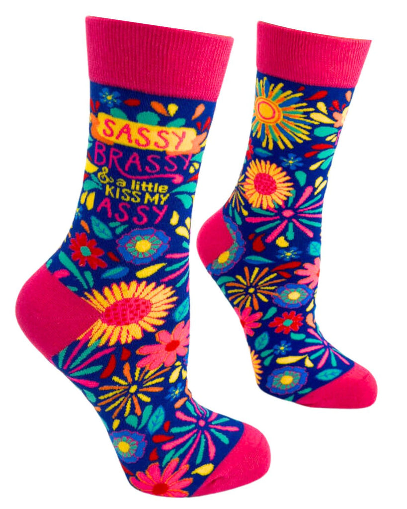 Sassy Brassy and a Little Kiss My Assy - Women's Novelty Crew Socks