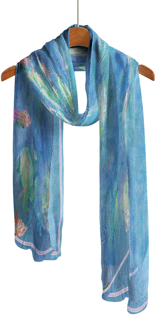 Monet light blue printed Waterlillies scarf/shawl