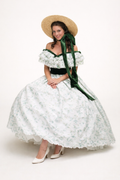 Scarlett BBQ Dress White Green Leaf Gown Rental