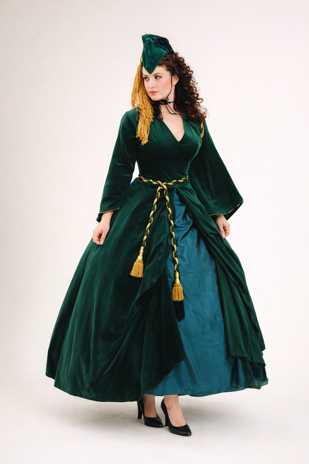 Scarlett Curtain Green Dress for Southern Belle Costume Rental
