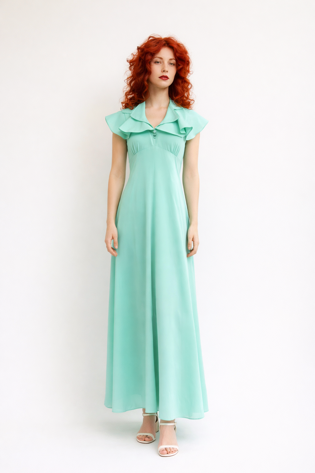 Sea Green Vintage Prom Dress, 1970's Women’s Costume Rental