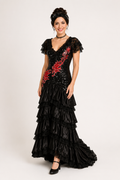 Sequined Black Carmen Flamenco Costume for Women’s Spanish Dancer Rentals