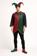 Sequinned Jesters Men's Silver & Costume Rental