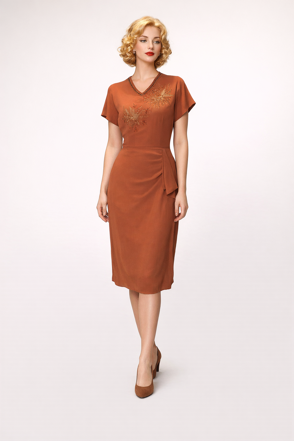 Sienna Brown Gown 1940's Women's Costume Rental