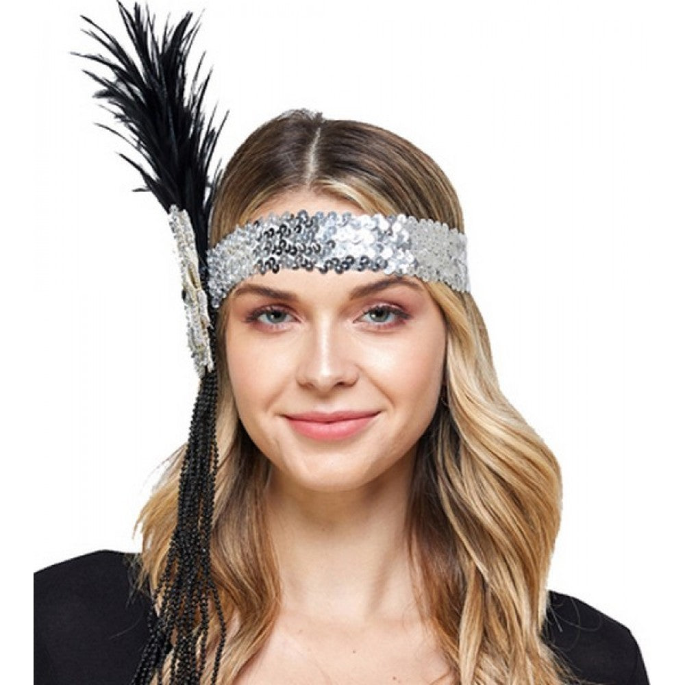 Silver Sequin Flapper Headband