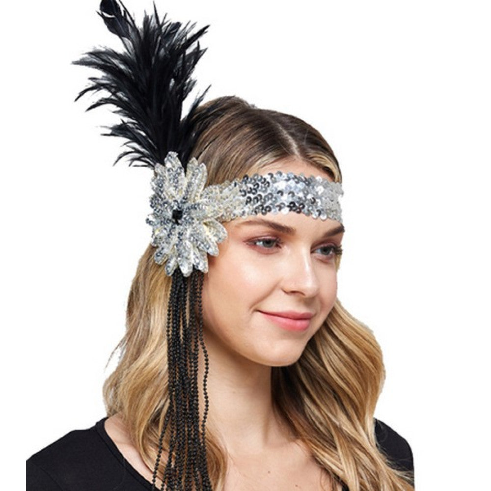 Silver Sequin Flapper Headband