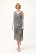 Silver Beaded Flapper Dress 1920's, Women's Costume Rental