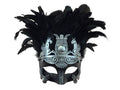 Silver Venetian Mask with Feather