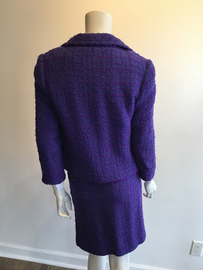 1960’s Wool Purple Wool Bouclé Sybil Connolly 3 Piece Suit Size 2

