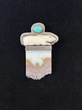 "The Dreamer" Sterling,Turquiose,Agate, Carved Bone Rabbit Pin/Brooch