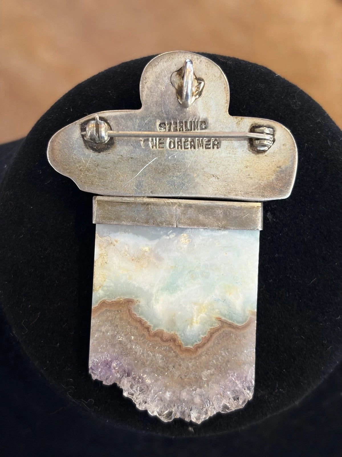 "THE DREAMER" STERLING TURQUIOSE AGATE AND BONE RABBIT PIN