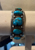 VINTAGE NAVAJO STERLING AND  TURQUOISE CUFF SIGNED DH