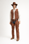 Tan Cowboy Fringed Chaps, Wild West Men's Costume Rental