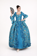 Turquoise Blue Embroidered Marie Antoinette Gown Costume Rentals