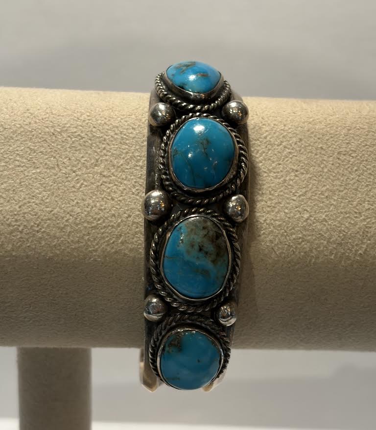 Blue Turquoise Bracelet with sterling