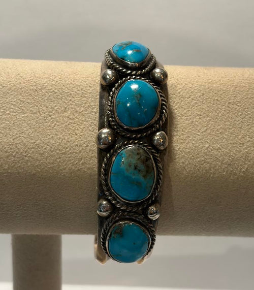 Blue Turquoise Bracelet with sterling