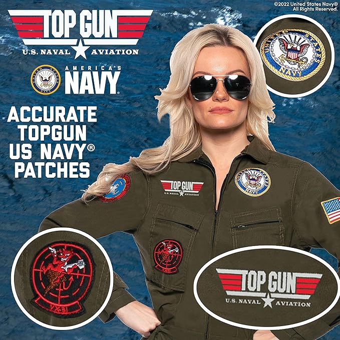 TOPGUN Womens Fighter Pilot Jumpsuit Costume