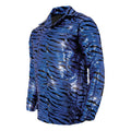 Blue Sequin Tiger 70s Disco Shirt Costume