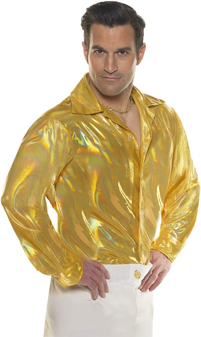 70's Gold Metallic Disco Shirt Costume