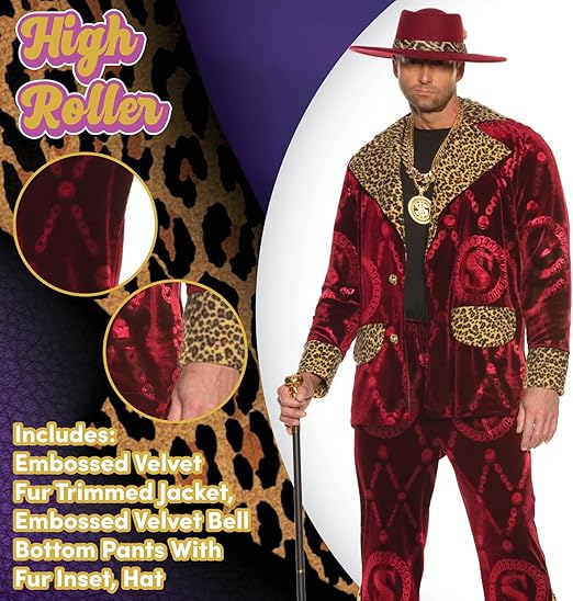 Men's High Roller Red Velvet Costume