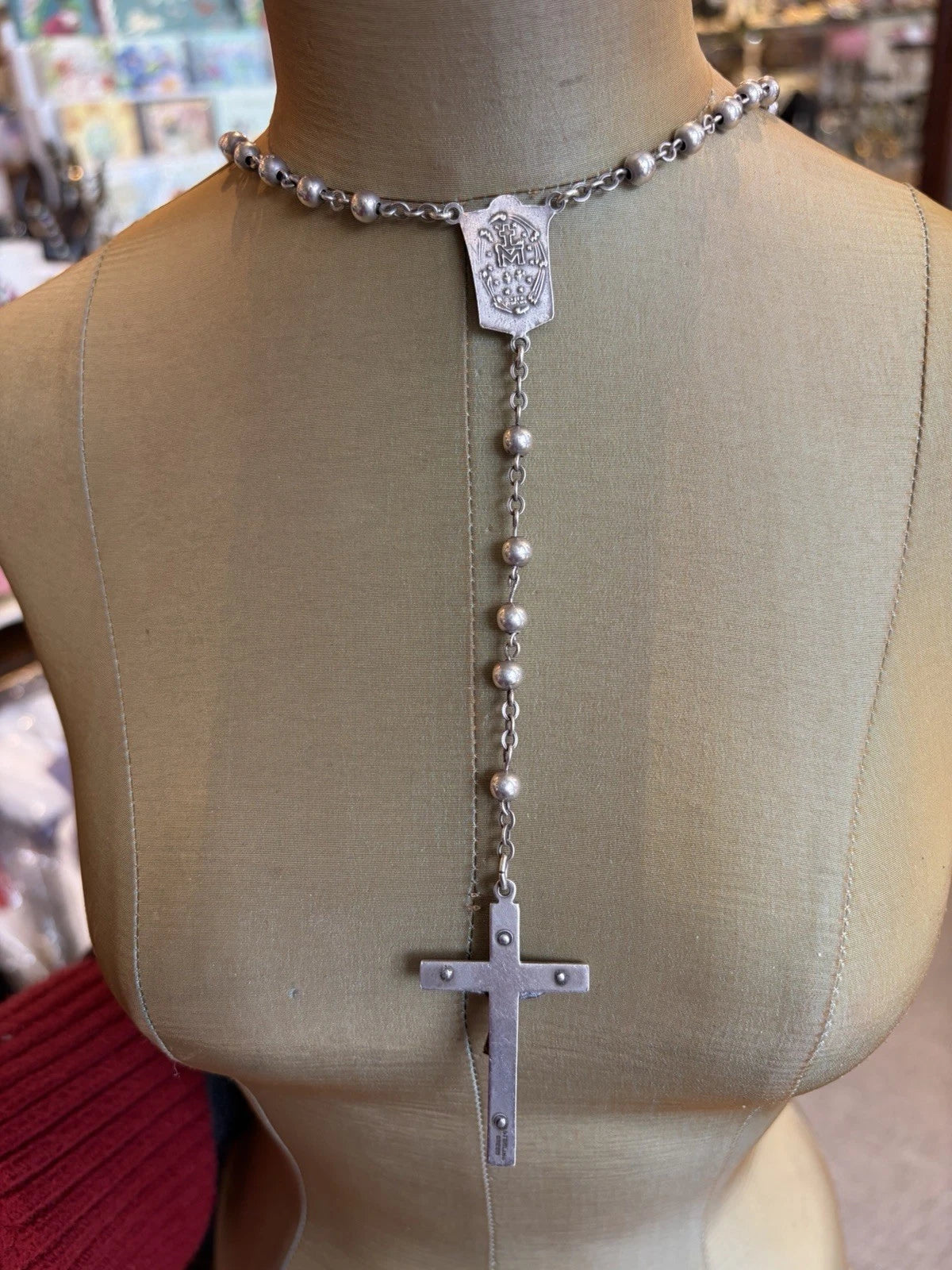 VINTAGE STERLING ITALIAN ROSARY BEADS