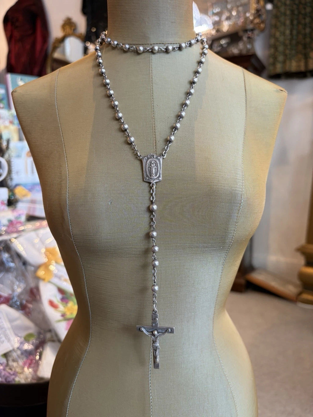 VINTAGE STERLING ITALIAN ROSARY BEADS