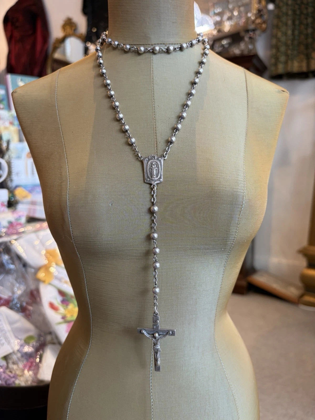 VINTAGE STERLING ITALIAN ROSARY BEADS