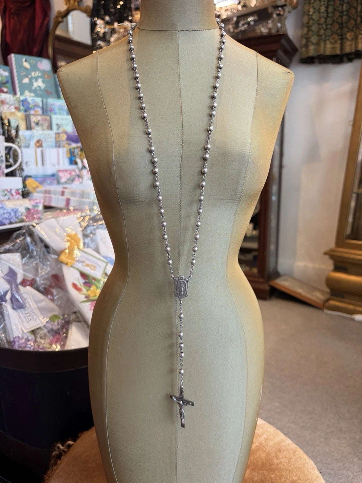 VINTAGE STERLING ITALIAN ROSARY BEADS