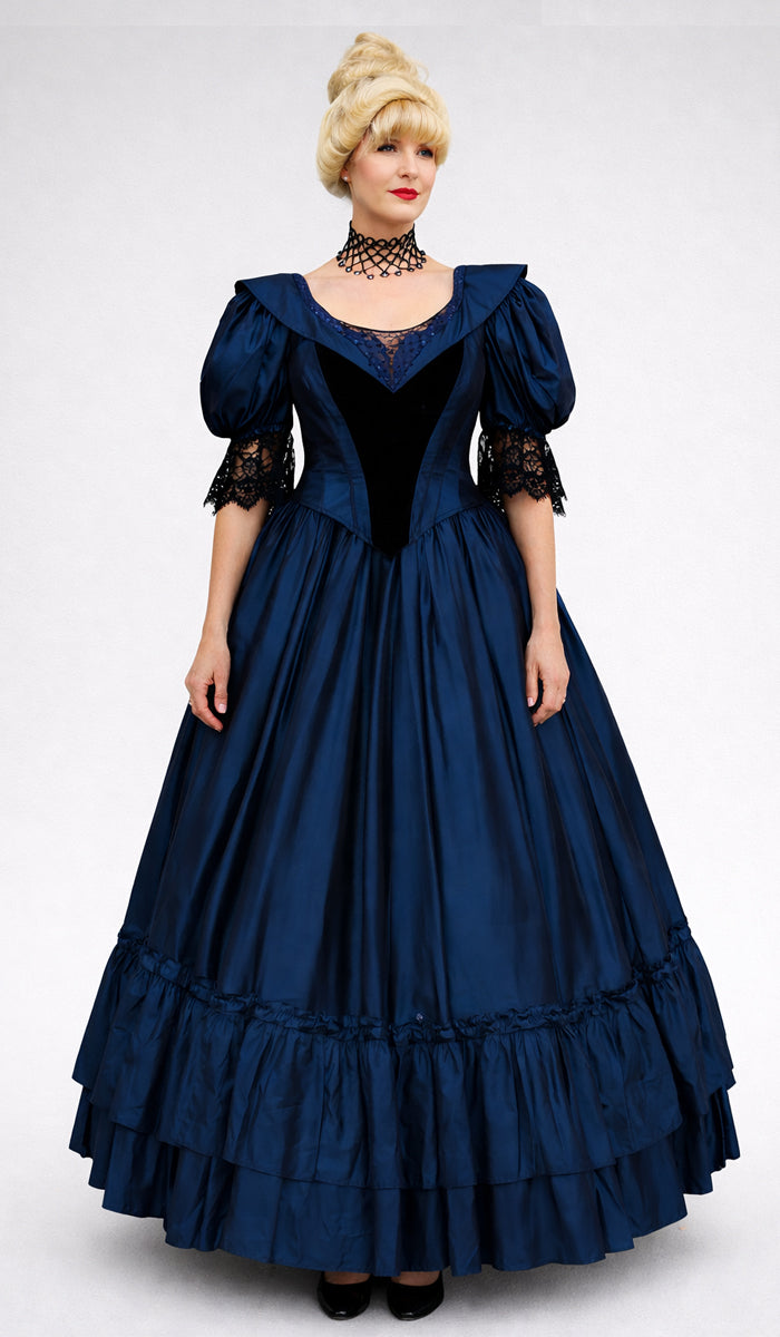 Victorian 1880's Blue Ball Gown Costume Rental