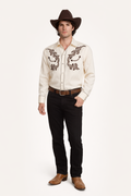 Vintage 50's White Cowboy Shirt, Wild West Men's Costume Rental