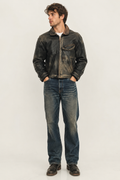 Washed Out Black Greaser Leather Jacket, 1950's Men's Rental