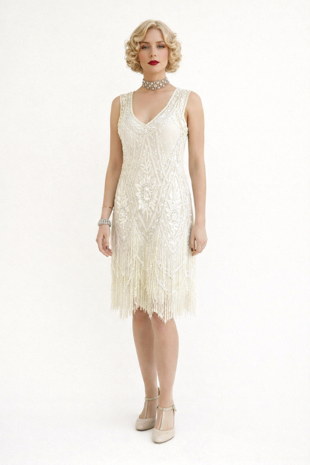 White Charleston Flapper Dress 1920's, Women's Costume Rental