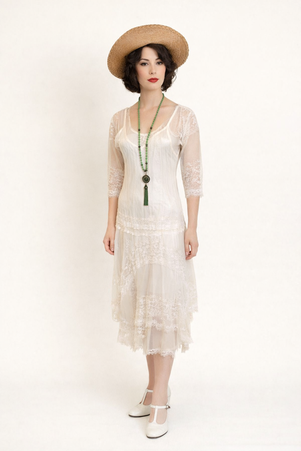 White Cotton Dress 1920's, Women's Costume Rental