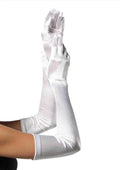 White Extra Long Opera Satin Gloves