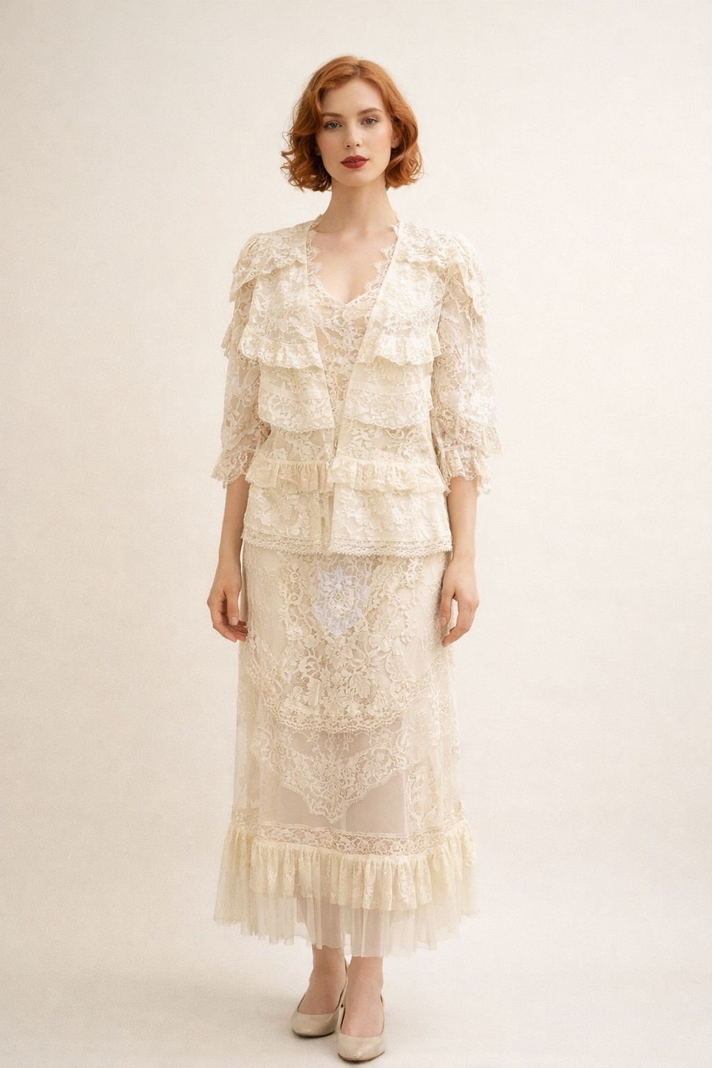 White Lace Titanic Dress Costume Rental